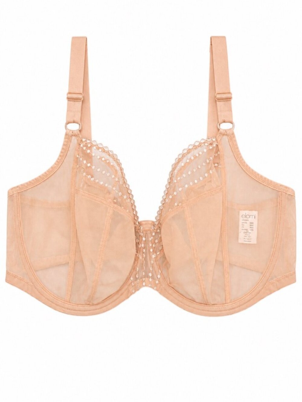Elomi Matilda Plunge Bra 42I Au Lait Nude Underwire Unlined EL8900 NWOT